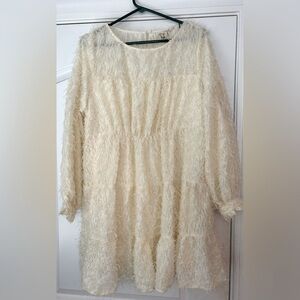 Easel Off White eyelash long sleeve dress size Medium